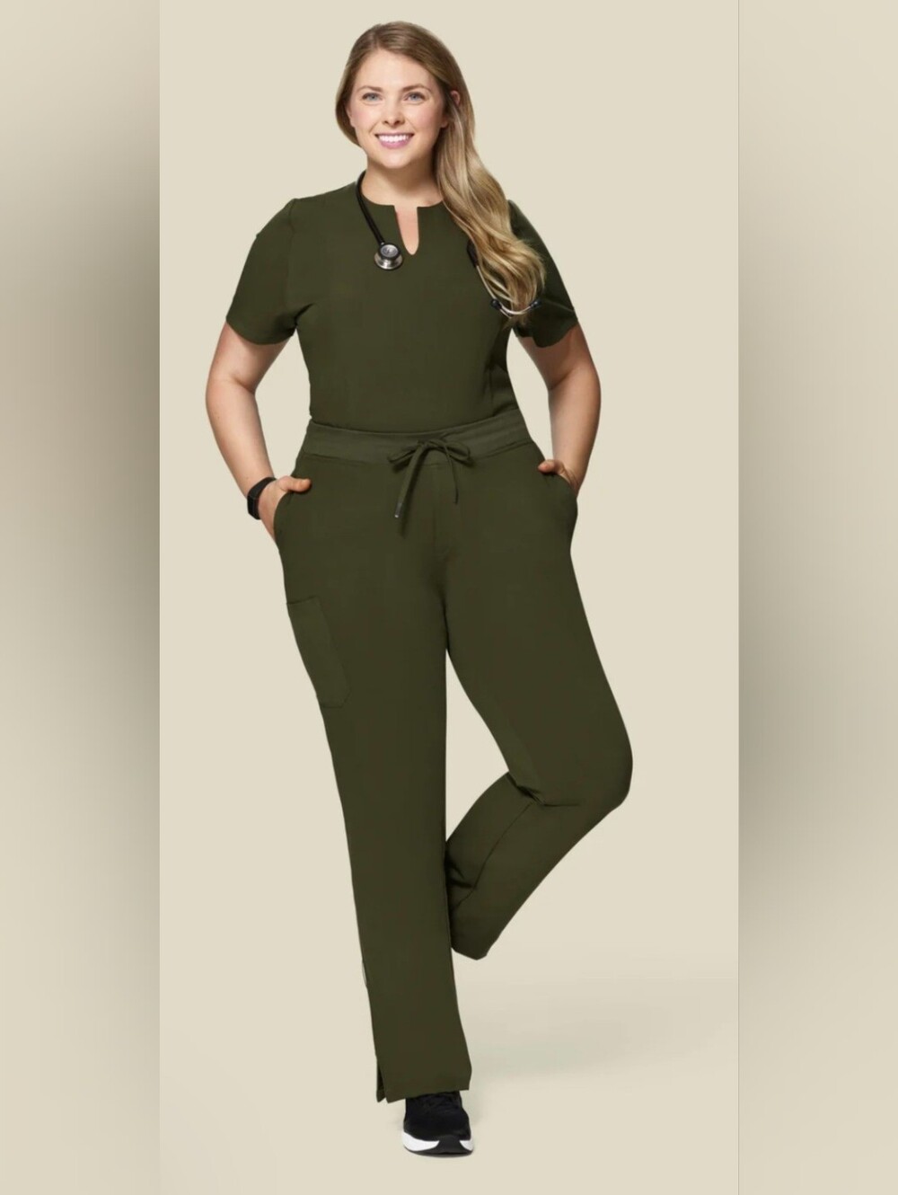 Mandala High Waisted Cargo Scrub Pants Olive Green Women’s XL